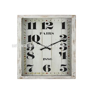Classic Living-room Decorative Large Square Vintage Wood Wall Clock