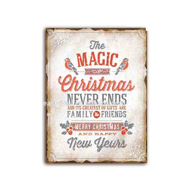 Vintage Magic Christmas And New Year Decoration Iron Wooden Wall Plaque