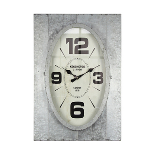 Finished Iron Metal Oval Wall Clock Decor Wall Plaque For Living Room Decoration