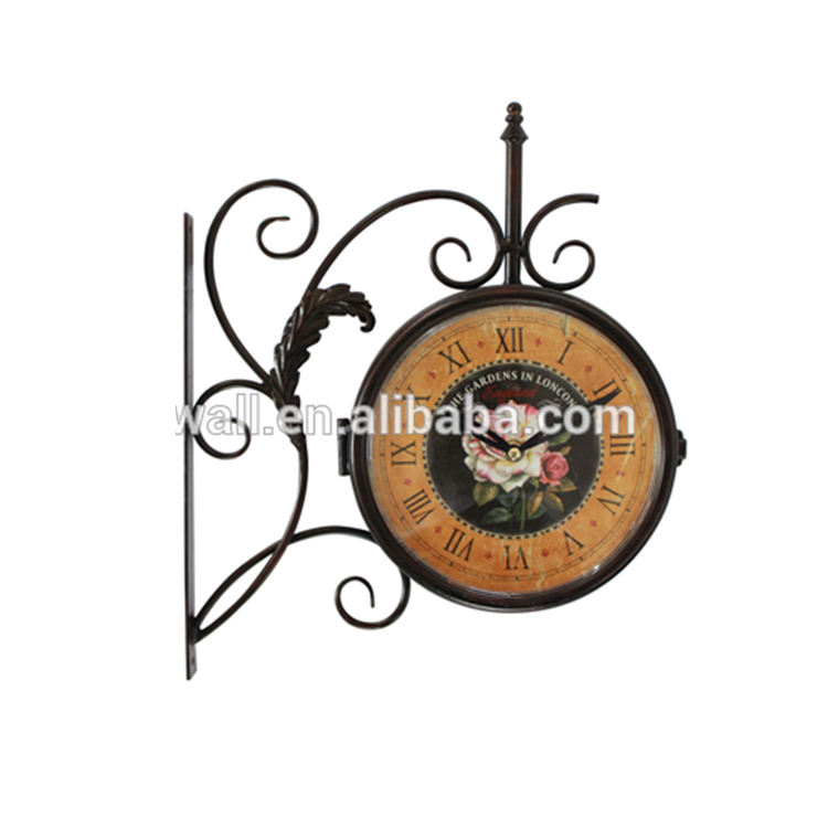 Hot Sale Home Decoration Direct Double Sides Iron Industry Wall Clock