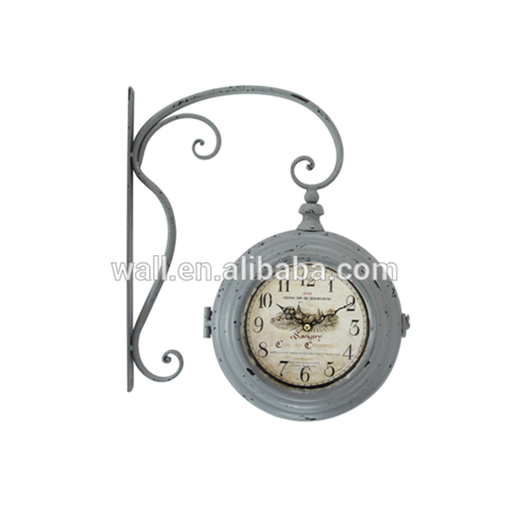 Hot Selling Bathroom Design Vintage Double Sides Iron Wall Clock