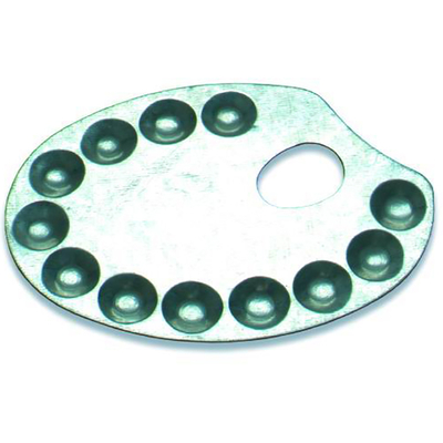 11 Well Oval Zinc-plated Iron Palette 18.5x13cm