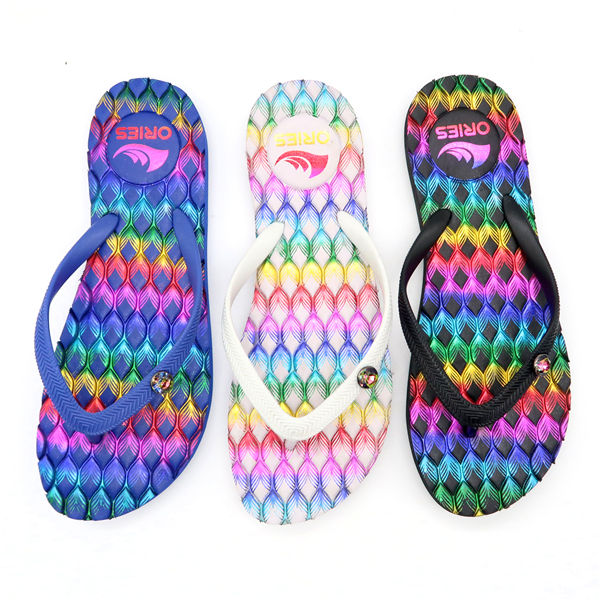 Venta al por mayor Chromatic Custom Summer Casual Women Flip Flops AH-8P039 -Ories
