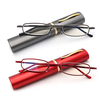  Blue Light Blocking Reading Glasses Compact Slim Pocket Reader for Women Eyeglasses W/ Portable Pen Clip Case