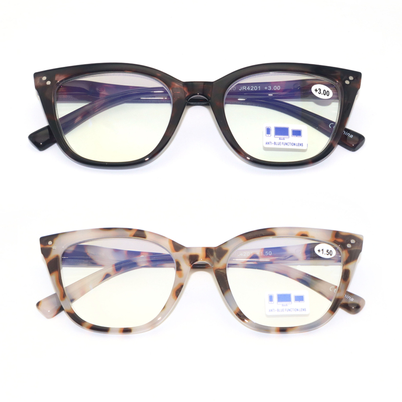 2 PACK Cat Eye Reading Glasses for Women ,Fashion Oversized Ladies Blue Light Blocking Readers