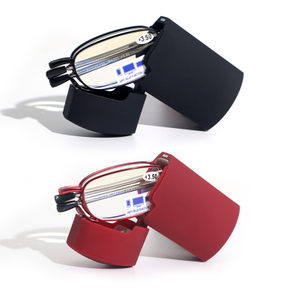 Reading Glasses 2 Pair Black and Red Readers Compact Folding Unisex Glasses for Reading Case Included