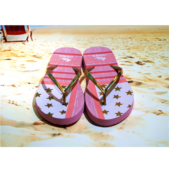 AH-9P068 Zapatillas de verano rosa estampadas Sandalias con faldones