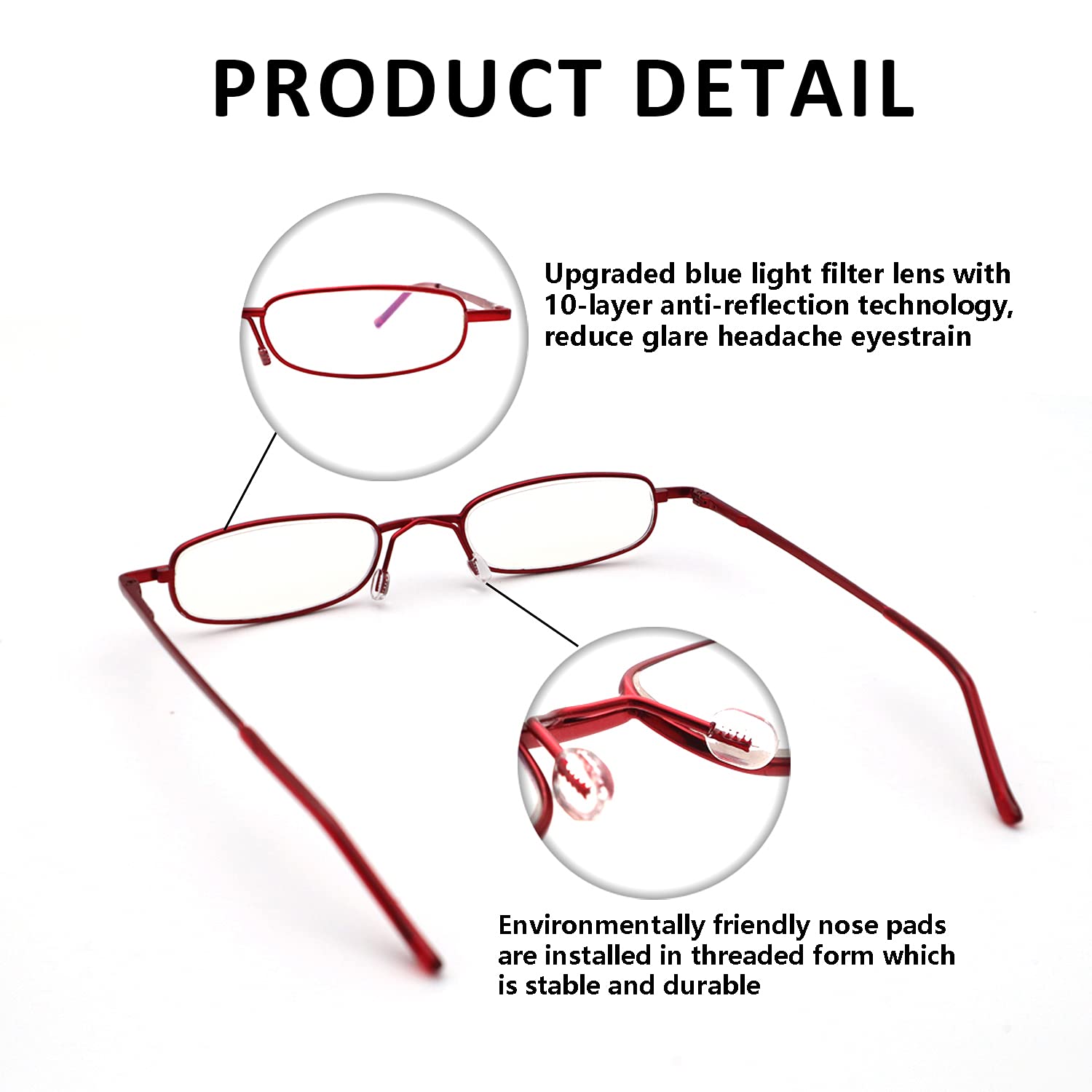  Blue Light Blocking Reading Glasses Compact Slim Pocket Reader for Women Eyeglasses W/ Portable Pen Clip Case