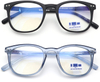 Reading Glasses for Women 2 Pack GINGEREYE Trendy Blue Light Blocking Reader Anti Glare Filter Square Eyeglasses w/Spring Hinge