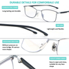 Blue Light Blocking Reading Glasses for Men Women Metal Quality Classic Frame Rectangle Style Comfort Spring Hinges Computer Readers