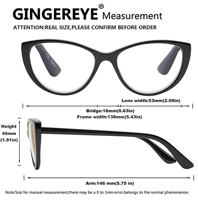 Fashion Ladies Cat Eye Blue Light Reading Glasses Women Anti-blue Light Reader W/Spring Hinge