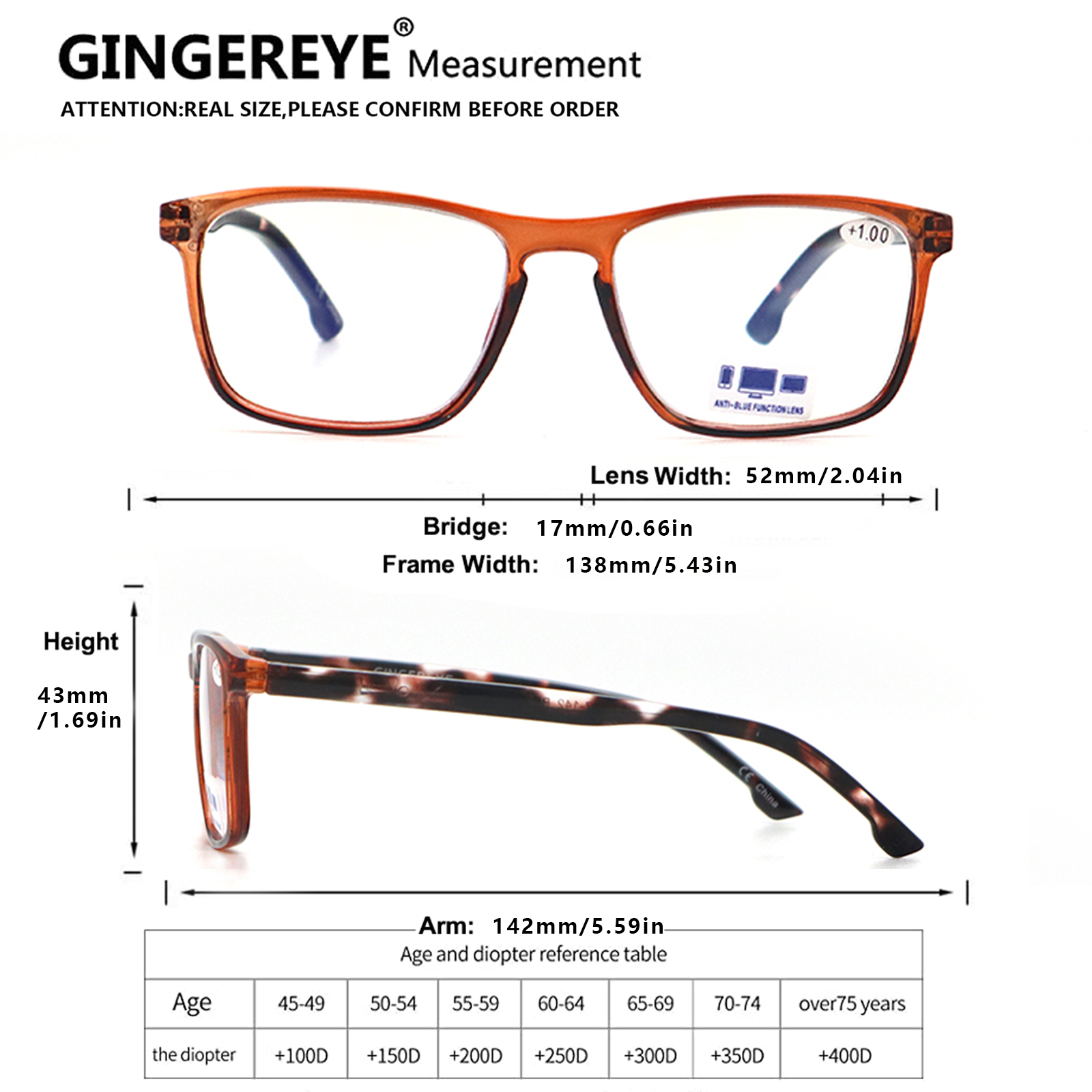 Unisex Reading Glasses 2022 New Blue Light Blcoking Computer Reader BR2020