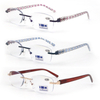 3 Pack Rimless Reading Glasses for Women Blue Light Blocking Readers Classic Computer Eyeglasses Mix