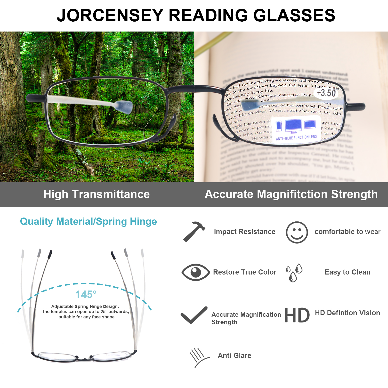 Reading Glasses 2 Pair Black and Red Readers Compact Folding Unisex Glasses for Reading Case Included