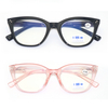 2 PACK Cat Eye Reading Glasses for Women ,Fashion Oversized Ladies Blue Light Blocking Readers
