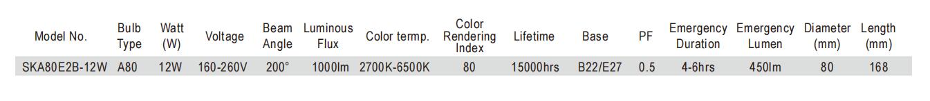Technical sheet for emergency light 1