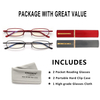  Blue Light Blocking Reading Glasses Compact Slim Pocket Reader for Women Eyeglasses W/ Portable Pen Clip Case