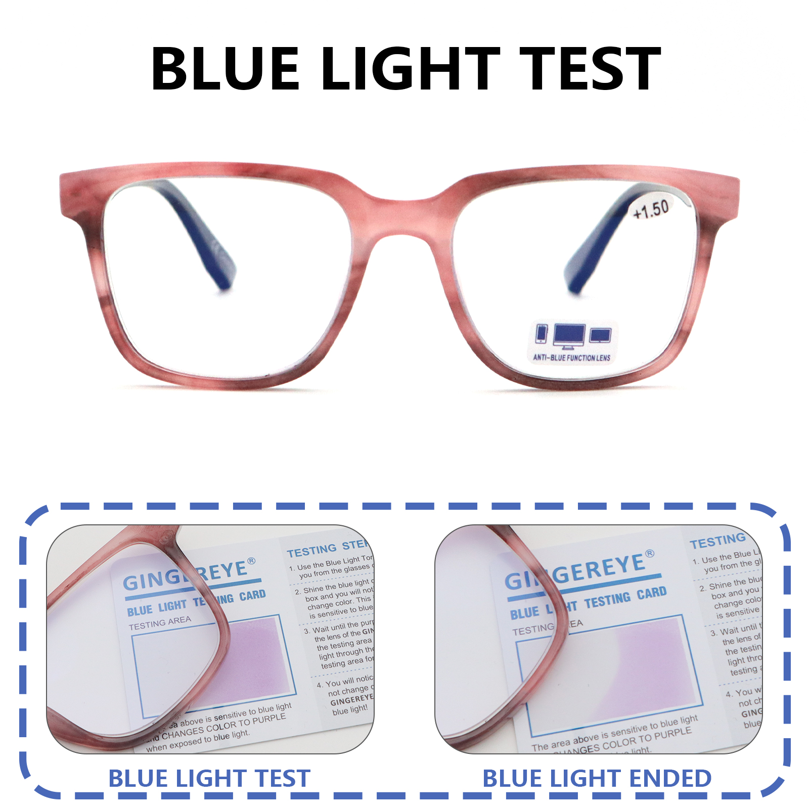 Blue Light Blocking Computer Reading Glasses Fashion Square Readers with Spring Hinge for Women Men Comfortable Eyeglasses BR2020