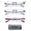 3 Pack Rimless Reading Glasses for Women Blue Light Blocking Readers Classic Computer Eyeglasses Mix