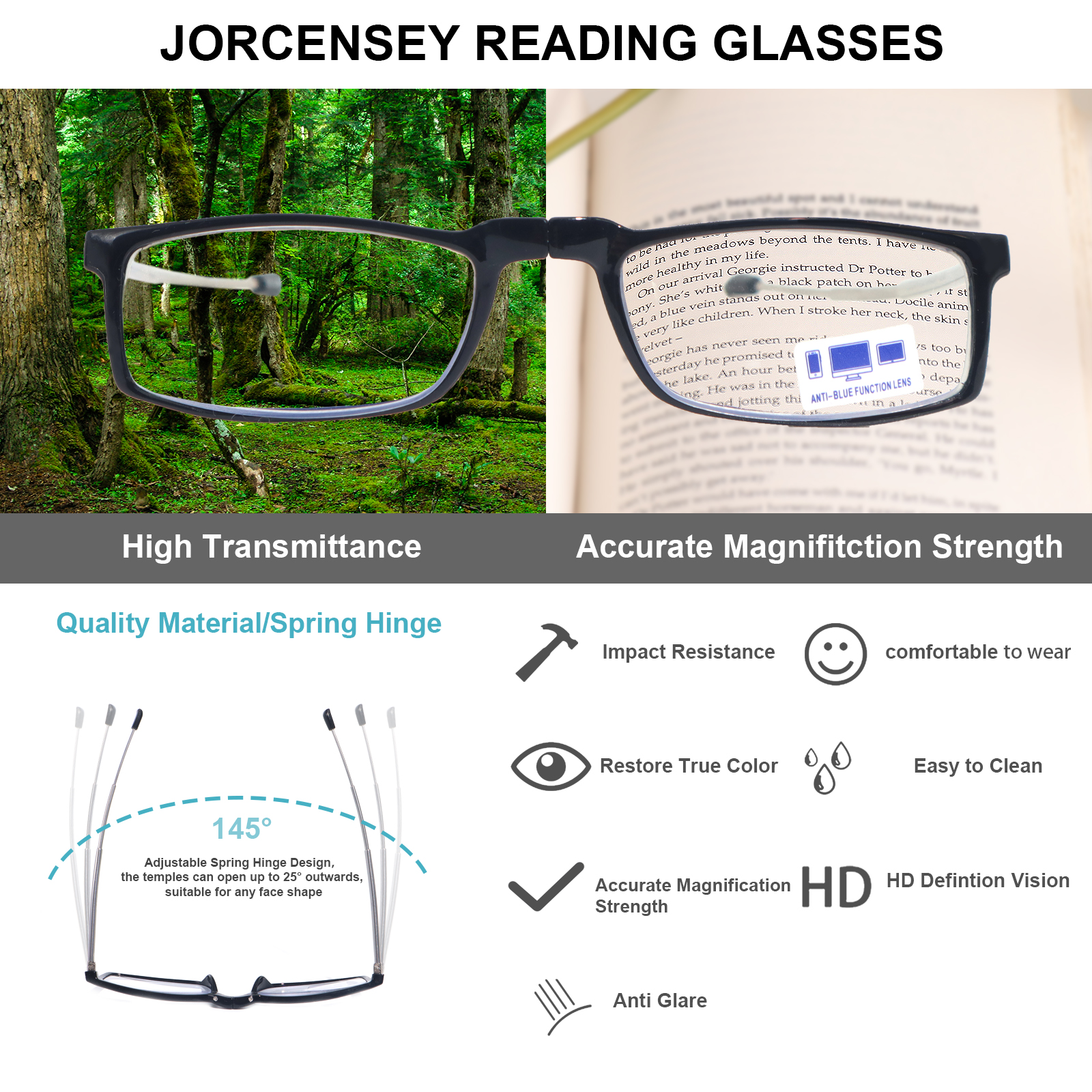 3 Pack Folding Reading Glasses Blue Light Blocking with Mini Portable Clip Case Men Women Small Readers Spring Hinge Pocket Eyeglasses