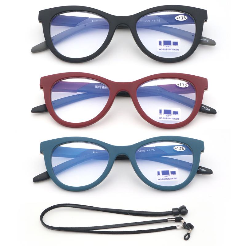 3 Pack Reading Glasses Blue Light Blocking for Women,Designer Cat Eye Frame Ladies Computer Readers with Flexible Spring Hinges