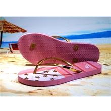 AH-9P068 Pantoufles d'été roses imprimées Flipper Flops Sandales