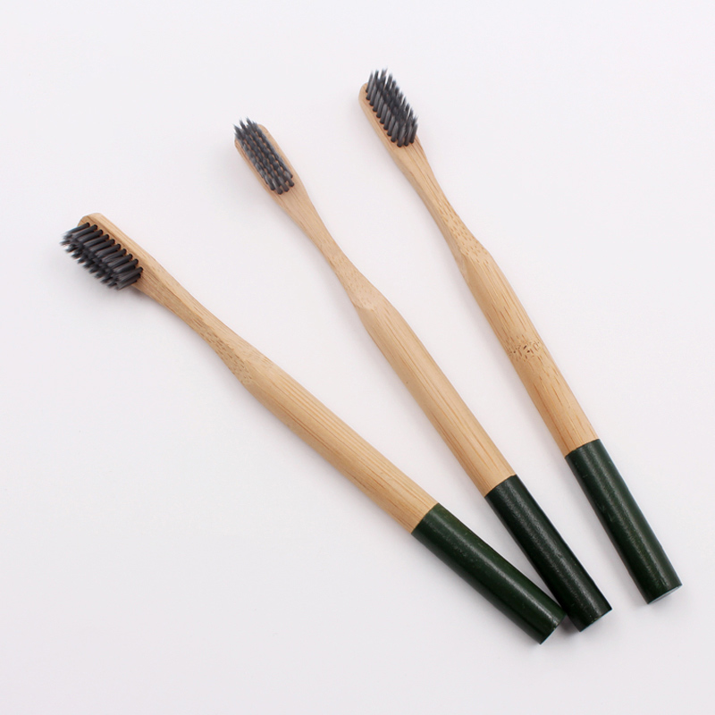 Cepillo de dientes de bambú con mango redondo