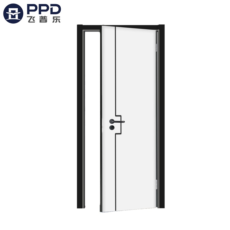 PHIPULO Simple Black Frame Wood Interior MDF Melamine Door 