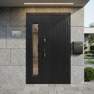 China Russia Design Glass Joint Double Security Steel Door for Apartment