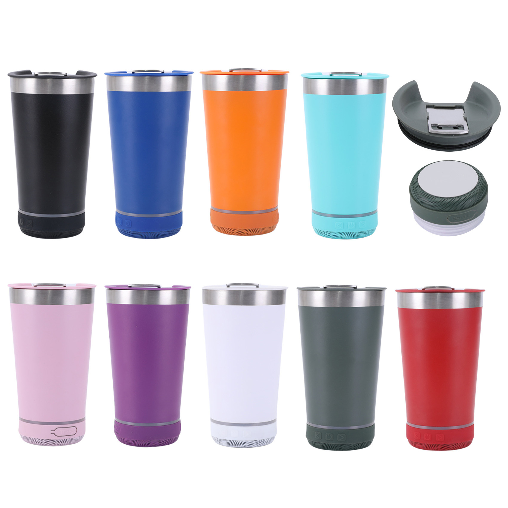 Gift Use Custom Logo Thermal 473 Ml Double Wall Stainless Steel Classic Insulated Cups Travel Beer Mug Tumbler with Wireless Spe
