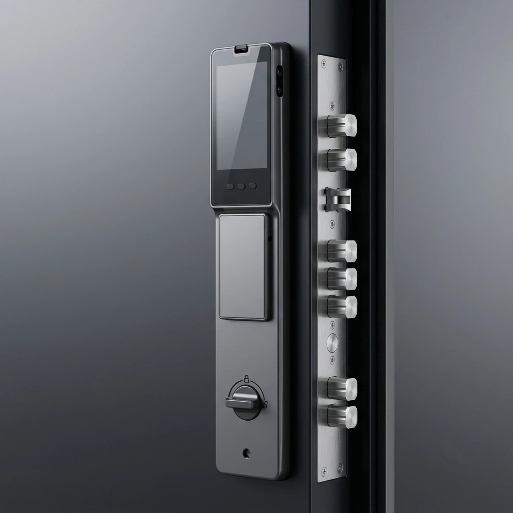 Modern Front Entry Smart Door Made of Heavy Duty Steel Material Offering Superior Security Features