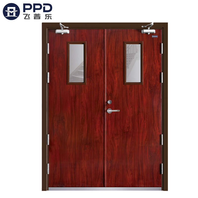 FPL-H5019 Wood Pattern Emergency Double Leaf Fire Rated Steel Door