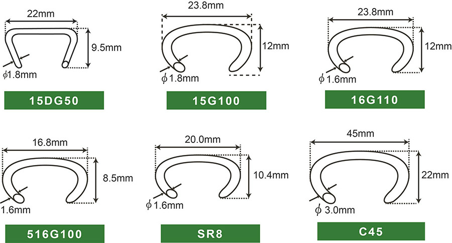Hog Ring Staples Size Chart 15GA 15G100 হগ রিং স্ট্যাপলের জন্য আকারের চার্ট