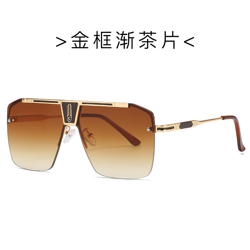 DILICN cross-border one-piece square-frame sunglasses 10076 European and American fashion rimless sunglasses for men, versatile sunglasses for street photography