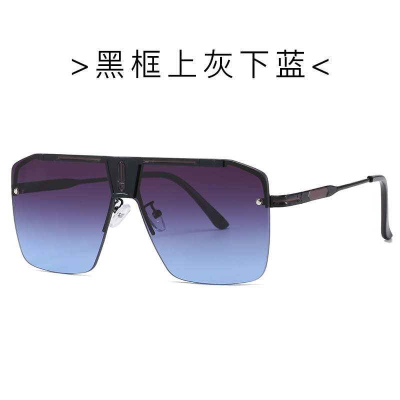DILICN cross-border one-piece square-frame sunglasses 10076 European and American fashion rimless sunglasses for men, versatile sunglasses for street photography
