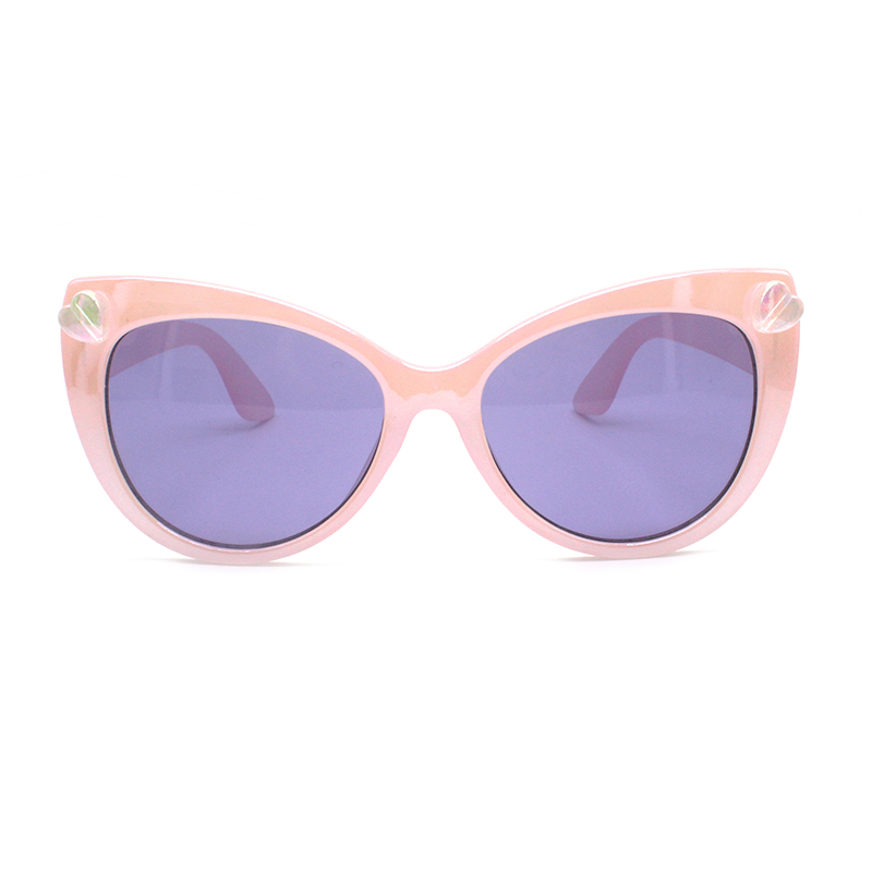 New Fashion Cat Eye Kids Colorful Eyewear UV400 Children Polarized Pink flower Girl Sunglasses