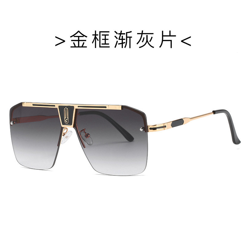 DILICN cross-border one-piece square-frame sunglasses 10076 European and American fashion rimless sunglasses for men, versatile sunglasses for street photography