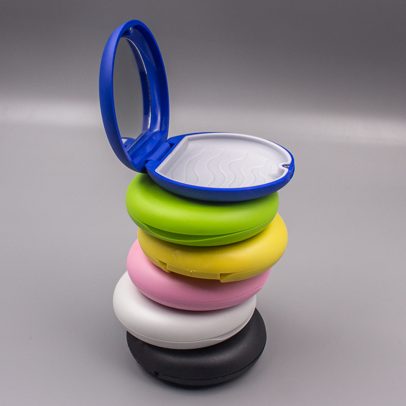 OEM颜色与镜子圆形塑料义齿盒