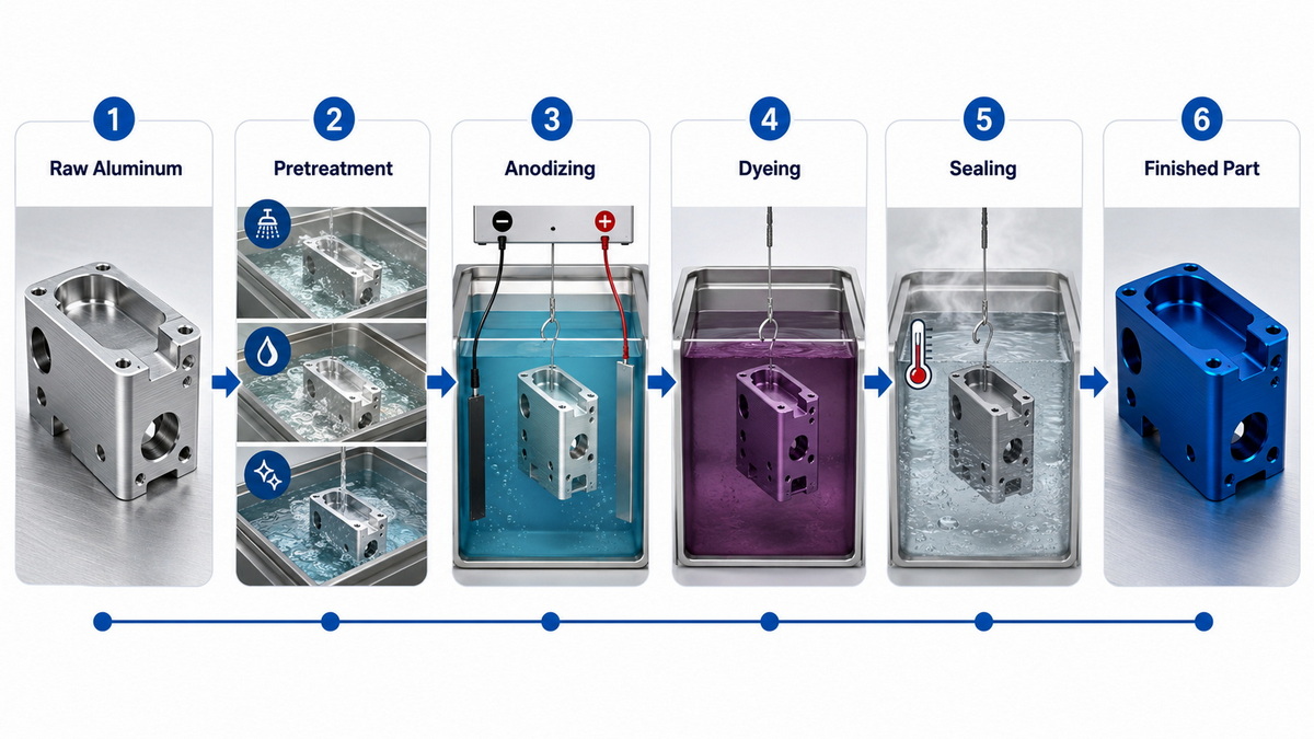Aluminum Anodizing Process Diagram Schéma procesu eloxování hliníku