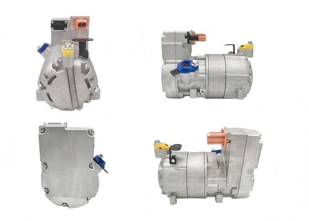 Compresseur électrique haute tension A/C présenté sous plusieurs angles pour la confirmation de la compatibilité EV/hybride