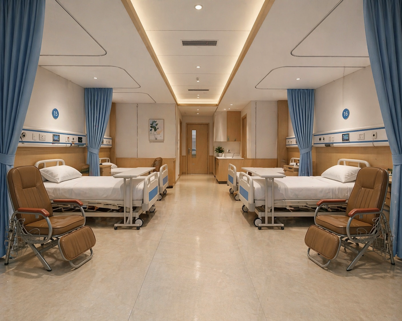A scene picture of the actual installation of hospital beds Фотография сцены фактической установки больничных коек.