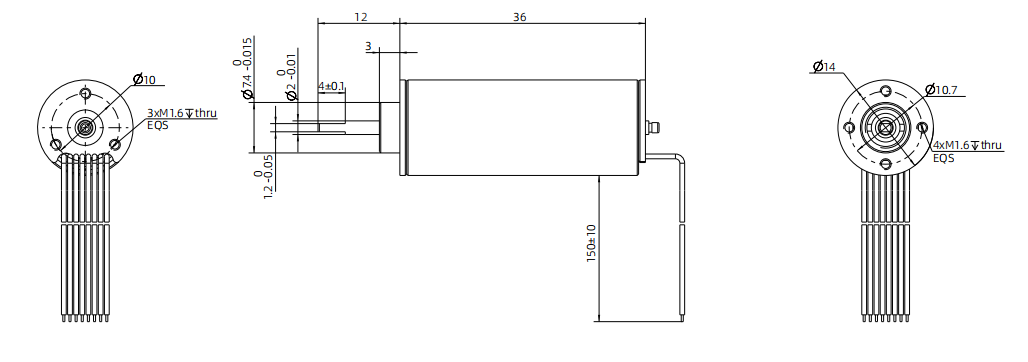 14 mm yarıksız fır&ccedil;asız DC motor &ccedil;izimi