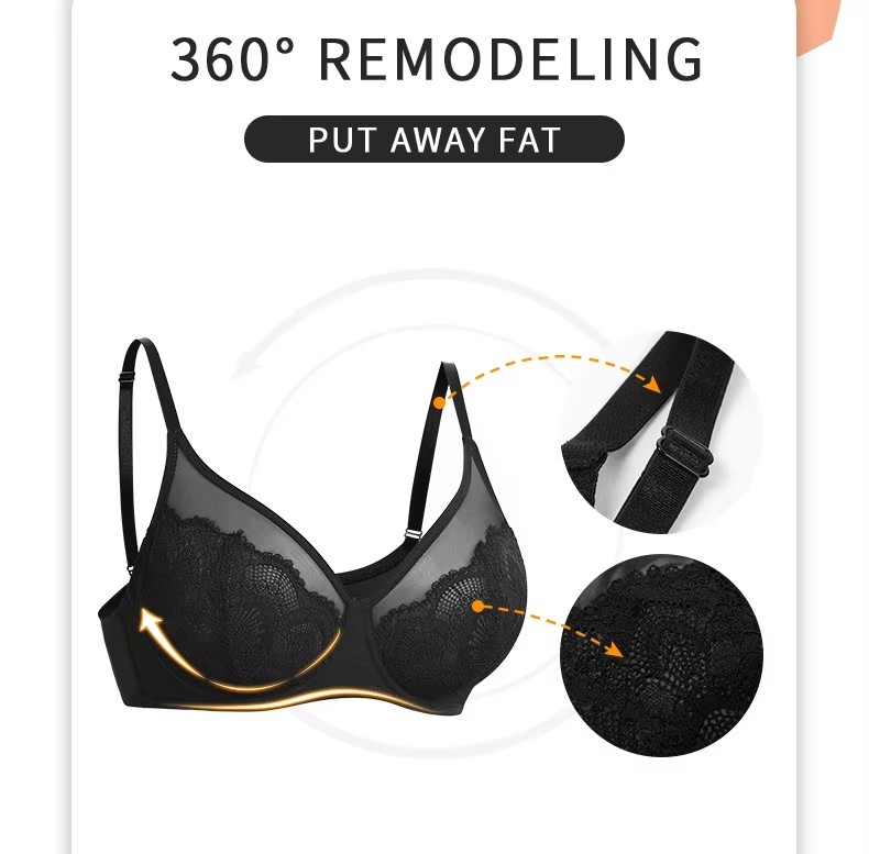 Lace Mesh See-Through Bra (8) Reggiseno trasparente in rete di pizzo (8)