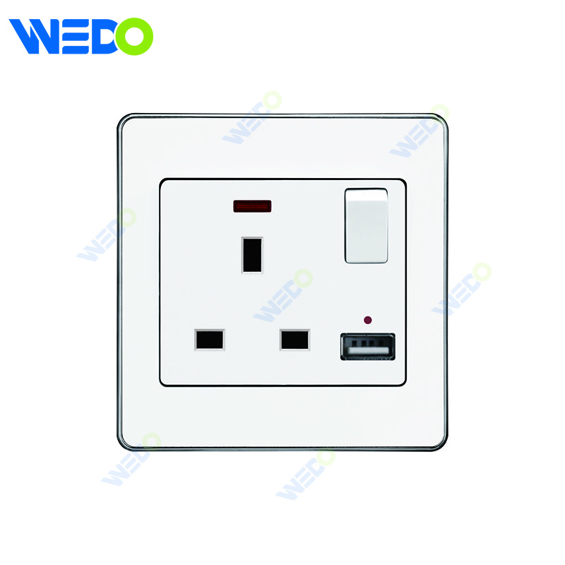 C73 13A SWITCHED SOCKET+2USB Wall Switch Switch Wall Switch Socket Factory Simple Atmosphere Made In China 4 Gang 4 Wire 