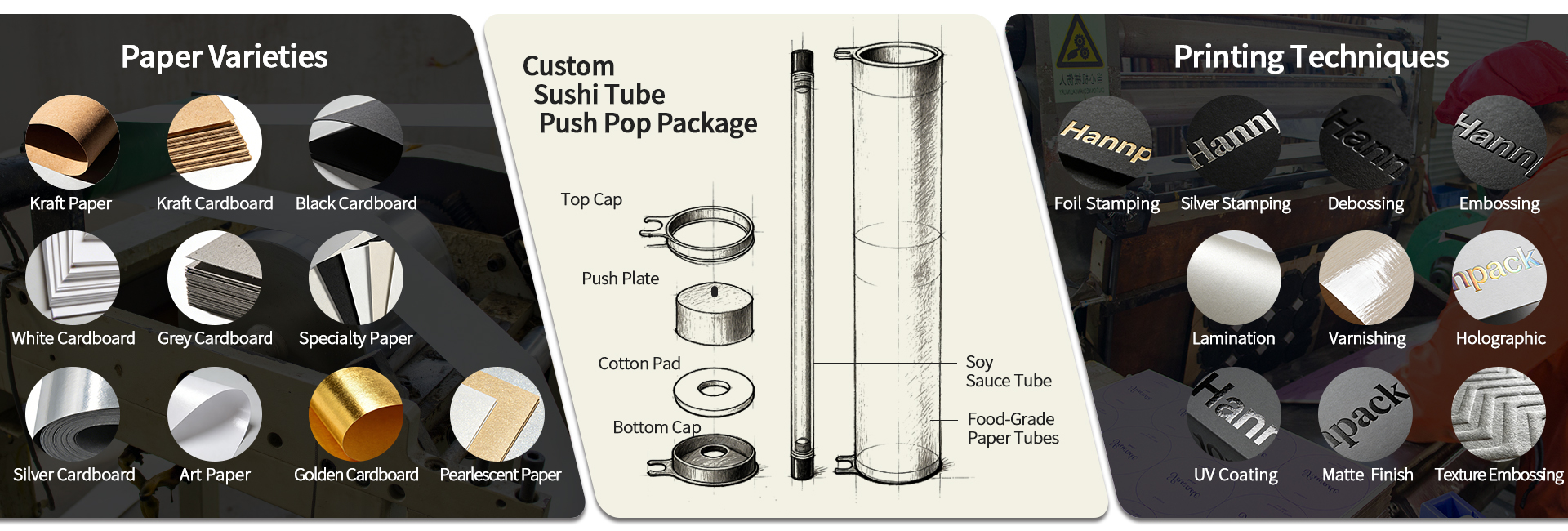 Sushi pop up packaging tube أنبوب تعبئة السوشي المنبثق