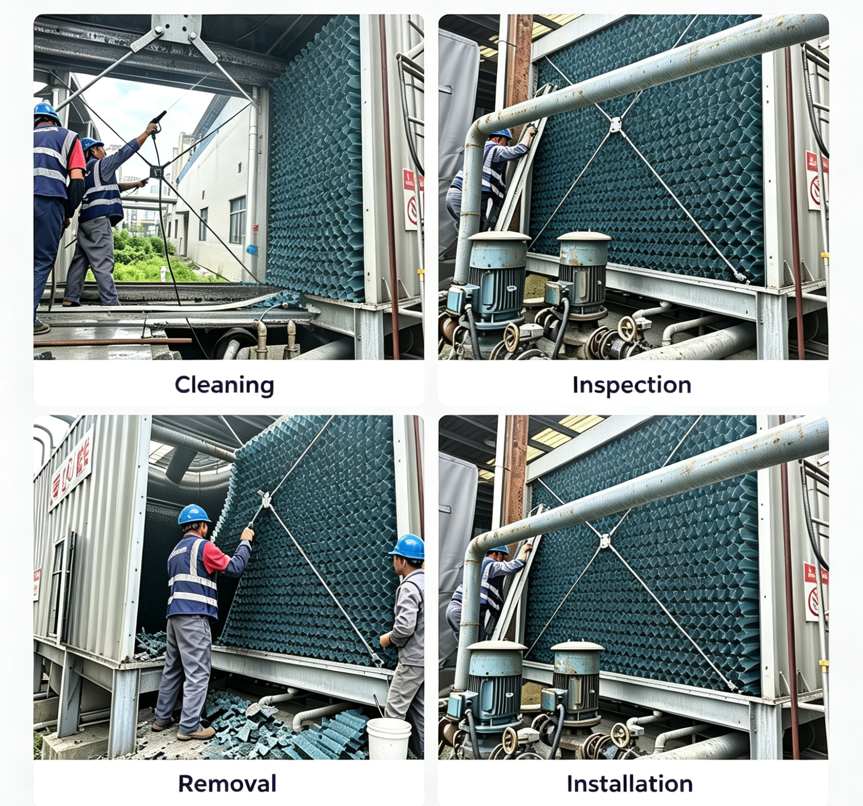 cooling tower fill replacememnt and maintenance কুলিং টাওয়ার ফিল প্রতিস্থাপন এবং রক্ষণাবেক্ষণ