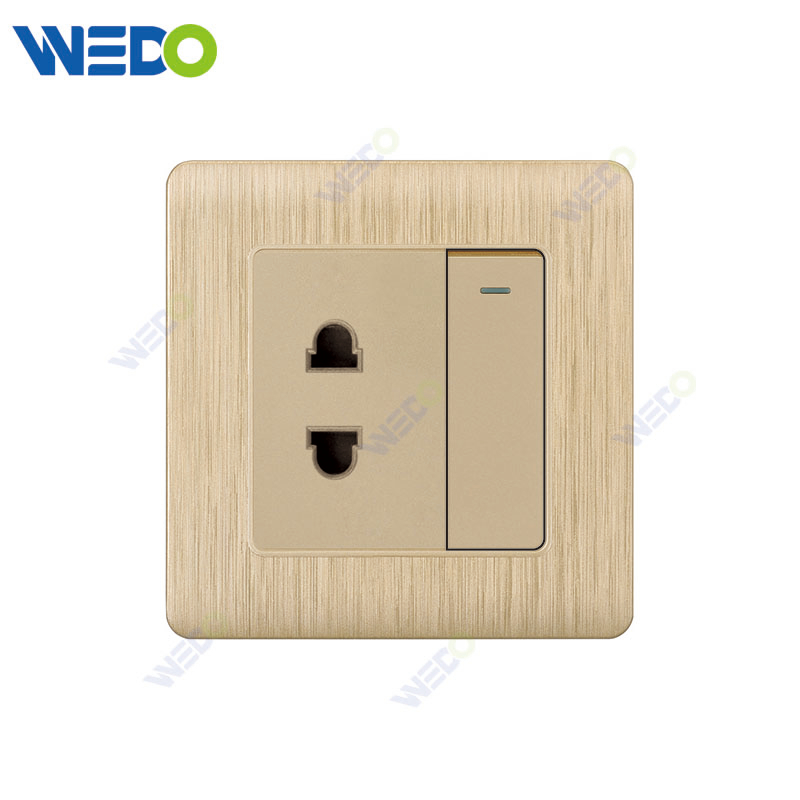 C20 86mm * 86mm Home Switch White / Silver / Gold 1Gang Переключатель 2 PIN-кокет / 1 бандит переключатель 4 PIN-код Стеллаж легкий электрический настенный коммутатор ПК Крышка с сертификатом IEC