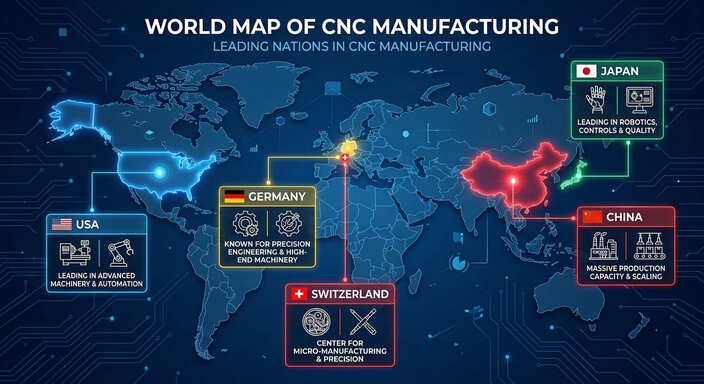 Global CNC Manufacturing Map 世界的なCNC機械加工製造サプライチェーン