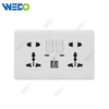 C50 مفاتيح المنزل مزدوجة 5pin mf التبديل المقبس + 2USB / مزدوجة 5pin mf التقطيع مع النيون + 2USB الأبيض / الذهب / الفضة / فرشاة الذهب / الخشب / فرشاة الفضة