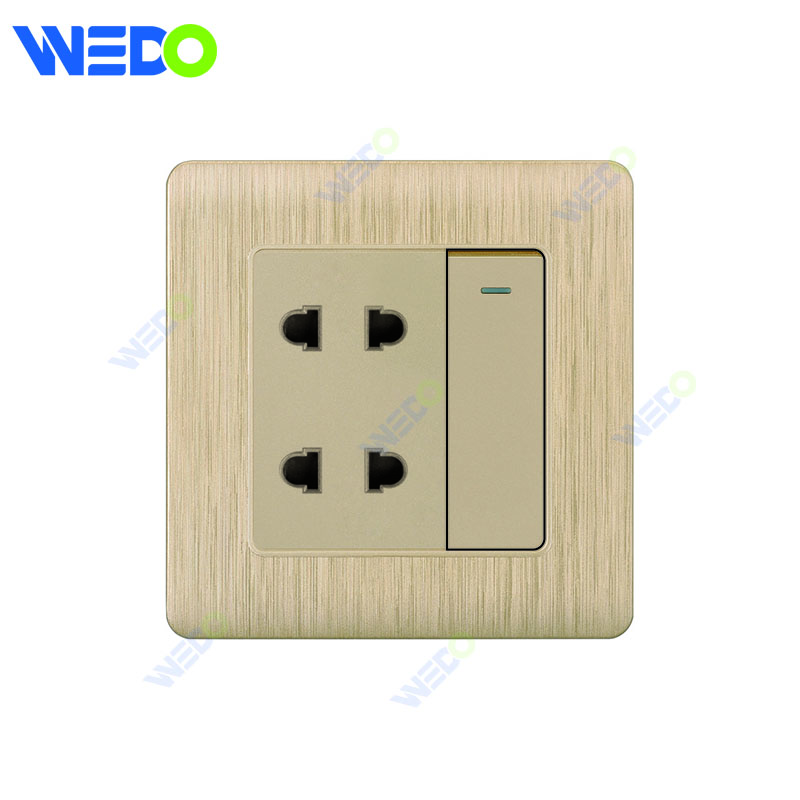 C20 86mm * 86mm Home Switch White / Silver / Gold 1Gang Переключатель 2 PIN-кокет / 1 бандит переключатель 4 PIN-код Стеллаж легкий электрический настенный коммутатор ПК Крышка с сертификатом IEC